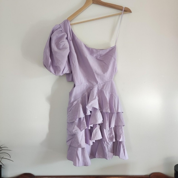 Do+Be Lilac Ruffled One Shoulder Mini Dress - Picture 5 of 8